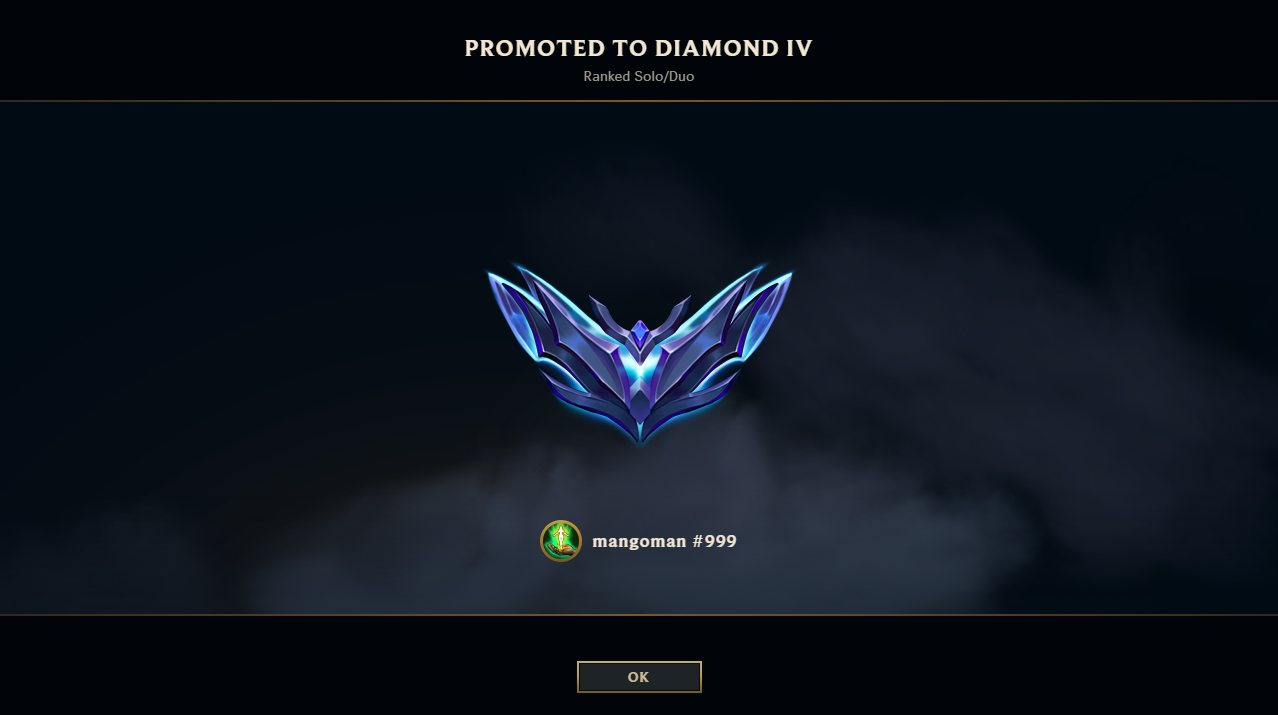 Diamond rank screenshot from League of Legends